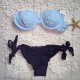 Maillot de bain femme culotte drapée taille haute blanc et noir