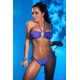 Maillot de bain femme 2 pièces violet fines rayures