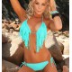 Maillot de bain femme bleu à franges