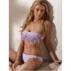 Maillot de bain femme bandeau mauve à franges