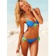 Maillot de bain push-up bleu et vert