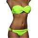 Maillot de bain bandeau effet push-up jaune fluo