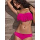 Maillot de bain femme bandeau rose fushia à franges