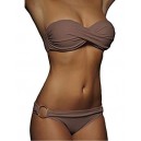 Maillot de bain bandeau effet push-up marron