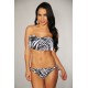 Maillot de bain femme bandeau zébré à franges