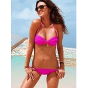 Maillot de bain bandeau twist rose fushia