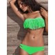 Maillot de bain femme bandeau vert fluo à franges