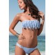Maillot de bain femme bandeau bleu ciel à franges
