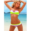 Maillot de bain bandeau d&eacute;grad&eacute; violet, blanc et vert