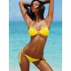 Maillot de bain femme triangle style froufrou jaune