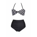 Maillot de bain femme style r&eacute;tro noir &agrave; pois blanc