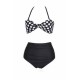 Maillot de bain femme style rétro noir à pois blanc