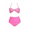 Maillot de bain femme style r&eacute;tro rose &agrave; pois blanc