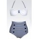 Maillot de bain femme style rétro bleu et blanc