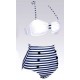 Maillot de bain femme style rétro bleu et blanc