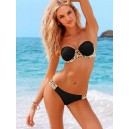 Maillot de bain push-up noir et l&eacute;opard