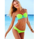 Maillot de bain push-up vert et bleu