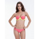 Maillot de bain push-up corail et jaune