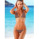 Maillot de bain marron avec chaine dor&eacute;e