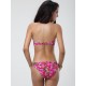 Maillot de bain bandeau effet push-up noir blanc et rose