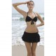Maillot de bain femme 3 pièces noir avec jupette