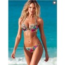 Maillot de bain corbeille effet push-up l&eacute;opard florale