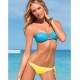 Maillot de bain femme bandeau bleu et jaune avec bijou