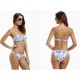 Maillot de bain bandeau effet push-up baroque bleu