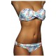 Maillot de bain bandeau effet push-up baroque bleu