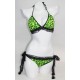 Maillot de bain sexy léopard vert et dentelle noire