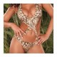 Maillot de bain femme 1 pièce trikini croisé zèbre