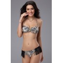 Maillot de bain bandeau l&eacute;opard et franges sur la culotte