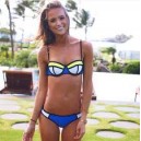 Maillot de bain corbeille bleu, blanc et jaune