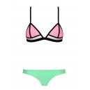 Maillot de bain femme triangle rose, vert et blanc