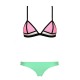 Maillot de bain femme triangle rose, vert et blanc