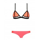 Maillot de bain femme triangle rose, orange et blanc