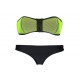 Maillot de bain bandeau zippé noir et vert