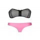 Maillot de bain bandeau zippé noir et rose