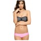 Maillot de bain bandeau zippé noir et rose