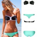 Maillot de bain bandeau zipp&eacute; noir et vert