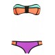 Maillot de bain bandeau zippé rose, orange et vert