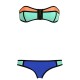 Maillot de bain bandeau zippé bleu, orange et vert