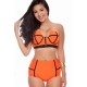 Maillot de bain femme style rétro orange effet push-up