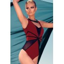 Trikini rouge et maille r&eacute;sille noire