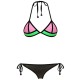 Maillot de bain femme triangle rose, vert et noir