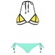 Maillot de bain femme triangle vert, jaune et blanc