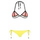 Maillot de bain femme triangle rose, blanc et jaune