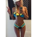 Maillot de bain corbeille bleu, noir et jaune