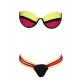 Maillot de bain corbeille framboise, noir et jaune
