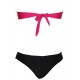 Maillot de bain corbeille framboise, noir et jaune